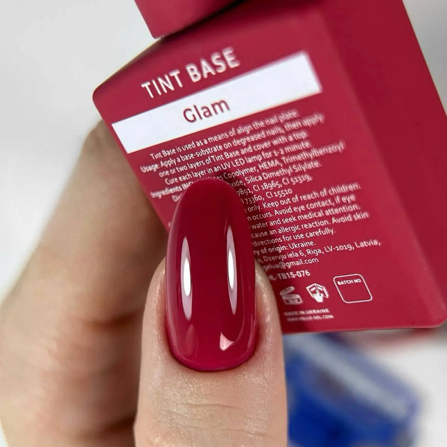 Παλτό βάσης Cover Tint Base Χρώμα Glam "Pinkish red" 15 ml HEYLOVE