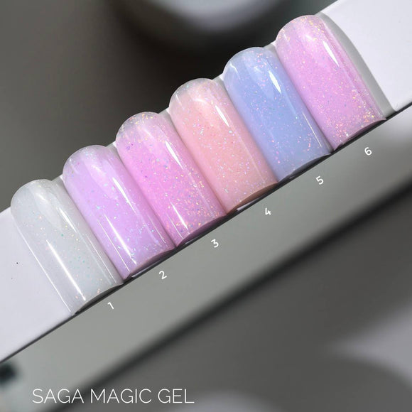 Saga Magic Gel №01 Milky με ολογραφικό φύλλο 15ml