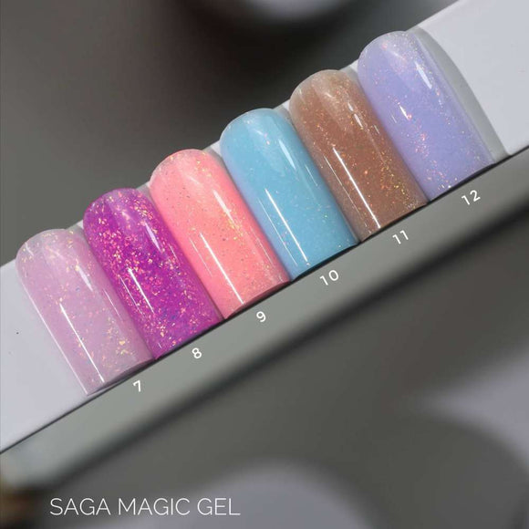 Saga Magic Gel №10 Ανοιχτό μπλε με ολογραφική φολίδα 15ml