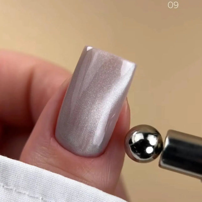 Βερνίκι Gel BIBLIOTEKA Cat Eye №09 Moon Veil 10ml - Ασημί λευκό