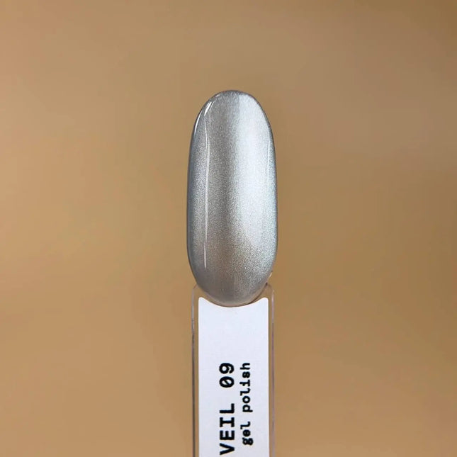 Βερνίκι Gel BIBLIOTEKA Cat Eye №09 Moon Veil 10ml - Ασημί λευκό