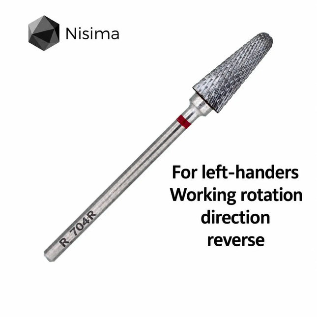 Carbide Nail Drill Bit "Frustum” 6mm Red L704fK Nisima (for Left-Handers)