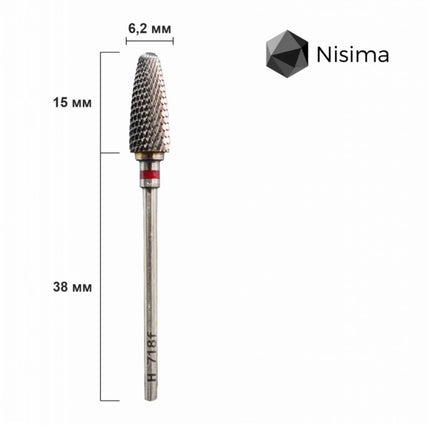 Κεφαλή τροχού νυχιών από καρβίδιο «Corn» 6mm κόκκινη H718fK Nisima