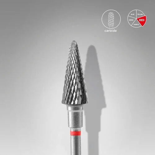 Carbide nail drill bit ’Cone” 6*14 Red Staleks - Carbide nail drill bits