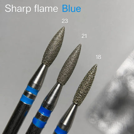 Diamond nail drill bit “Flame” 2.1 mm Blue Premium