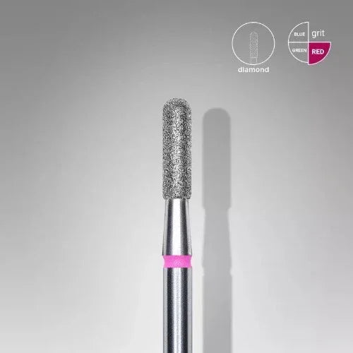 Diamond nail drill bit “Cylinder” Rounded 2.3*8.0 mm Red Staleks - Diamond nail drill bits