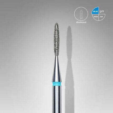 Diamond nail drill bit “Flame” 1.4*8.0 mm Blue STALEKS - Diamond nail drill bits