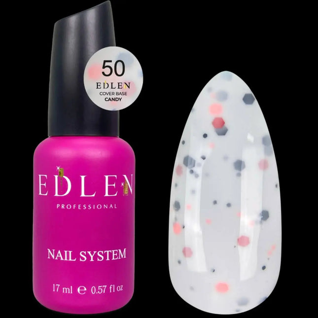 Παλτό βάσης Edlen Cover Candy №50 Γάλα με μαύρα και πορτοκαλί νιφάδες 17ml