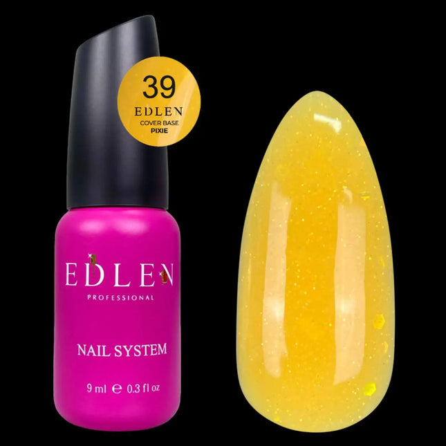 Παλτό βάσης Edlen Cover Pixie №39 Ζεστό Κίτρινο με γκλίτερ 9ml