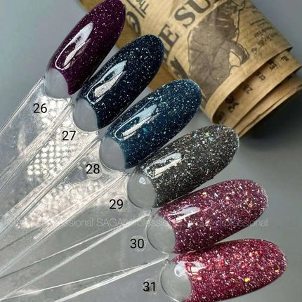 Saga Fiery Gel Polish №28 Γαλάζιο με φύλλο 10ml