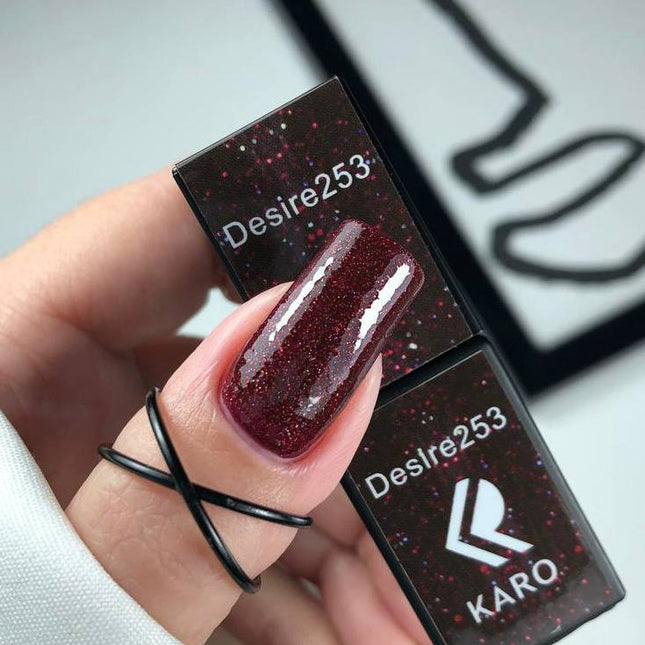 Βερνίκι Gel Desire №253 μαρόν με γκλίτερ 8ml KARO