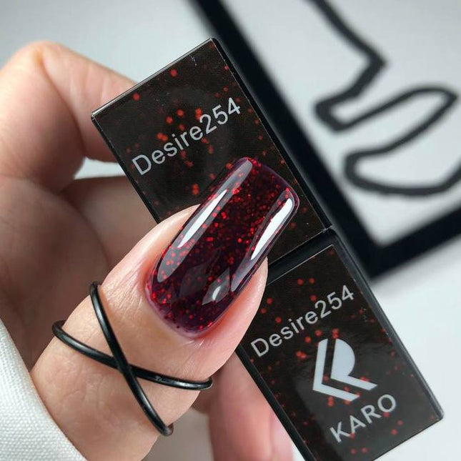 Βερνίκι Gel Desire №254 βαθύ βουργουνδί με γκλίτερ 8ml KARO