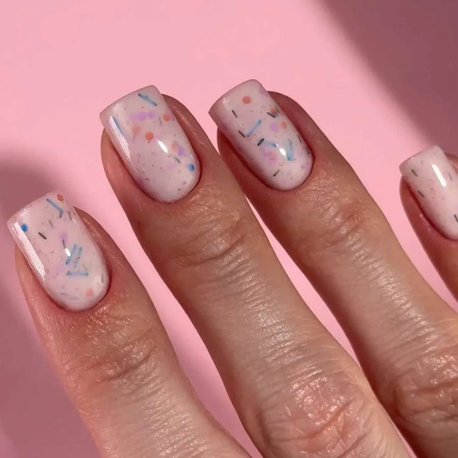 Luna Tutti Frutti Παλτό βάσης №21 Milky Pink με πολύχρωμα σχήματα 13ml