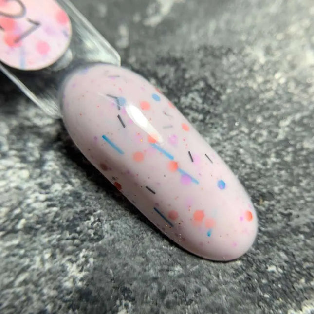 Luna Tutti Frutti Παλτό βάσης №21 Milky Pink με πολύχρωμα σχήματα 13ml