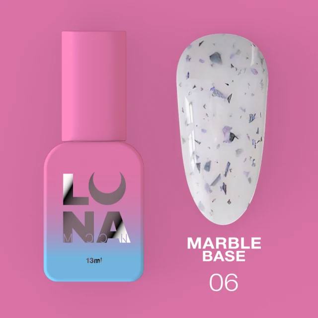 Παλτό βάσης Luna Marble №06 Milk με μαύρο και μωβ φύλλο 13ml