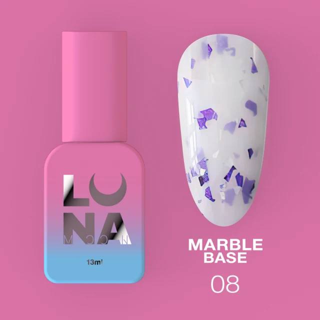 Παλτό βάσης Luna Marble №08 Milk με λευκή και μωβ φολίδα 13ml