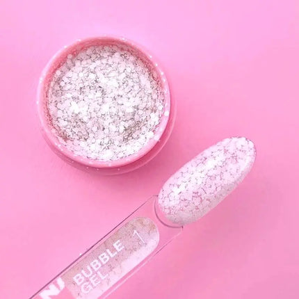 Luna Bubble Gel №01 διάφανο με λευκή γκλίτερ 5ml