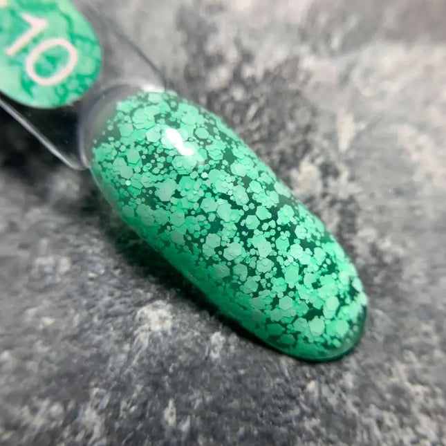 Luna Bubble Gel №10 πράσινο με λευκή γκλίτερ 5ml