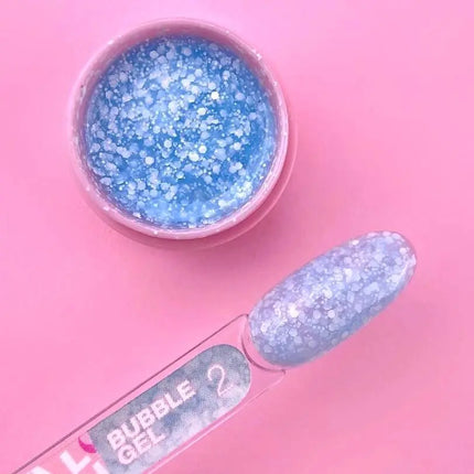 Luna Bubble Gel №02 ανοιχτό μπλε με λευκή γκλίτερ 5ml