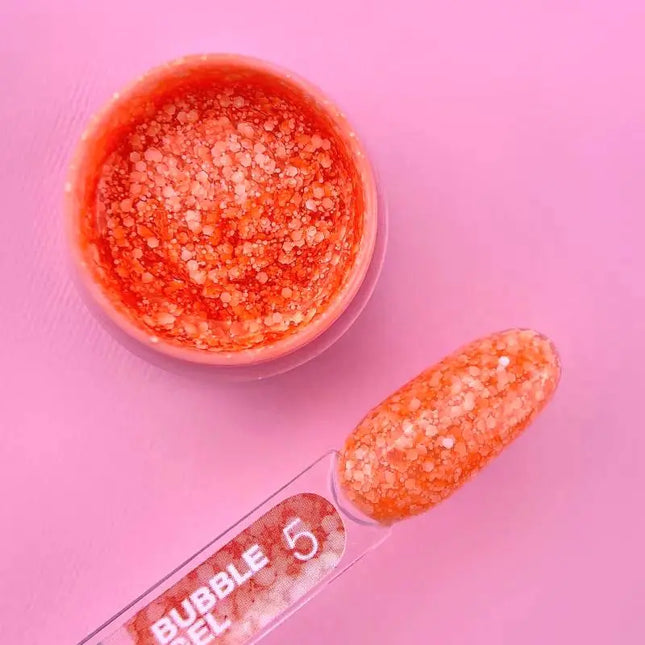 Luna Bubble Gel №05 πορτοκαλί με λευκή γκλίτερ 5ml