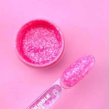 Luna Bubble Gel №06 ροζ με λευκή γκλίτερ 5ml