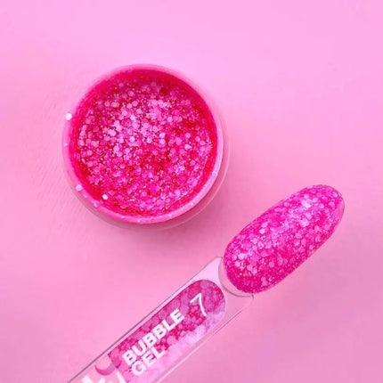 Luna Bubble Gel №07 βαθύ ροζ με λευκή γκλίτερ 5ml