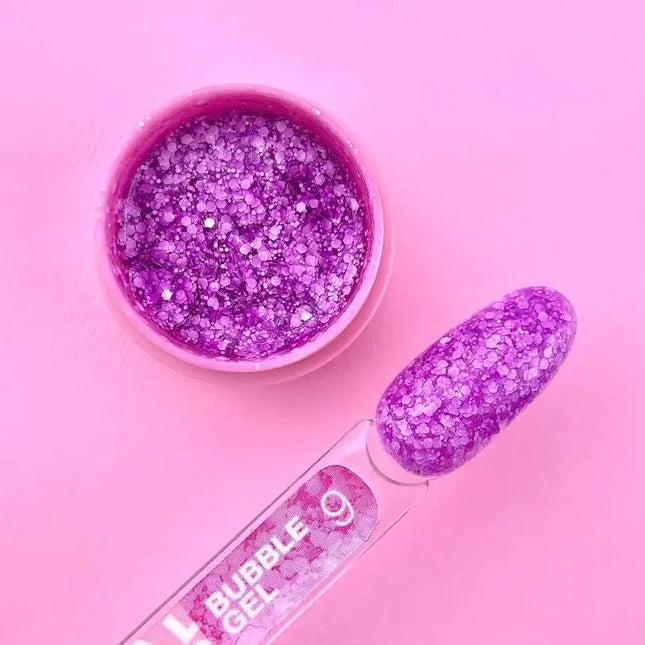 Luna Bubble Gel №09 μωβ με λευκή γκλίτερ 5ml