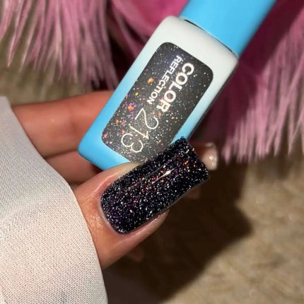 Luna Gel Polish №213 Reflection Black με πολύχρωμες λάμψεις 8ml