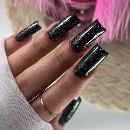Luna Gel Polish №213 Reflection Black με πολύχρωμες λάμψεις 8ml