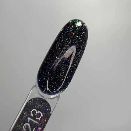 Luna Gel Polish №213 Reflection Black με πολύχρωμες λάμψεις 8ml