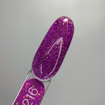 Βερνίκι Νυχιών Luna Gel Νο216 Reflection Purple με πολύχρωμες λάμψεις 8ml