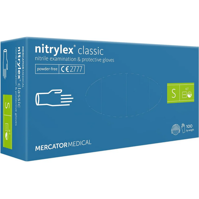 Nitrile powder-free gloves Nitrylex Mercator size S (Blue) - Gloves