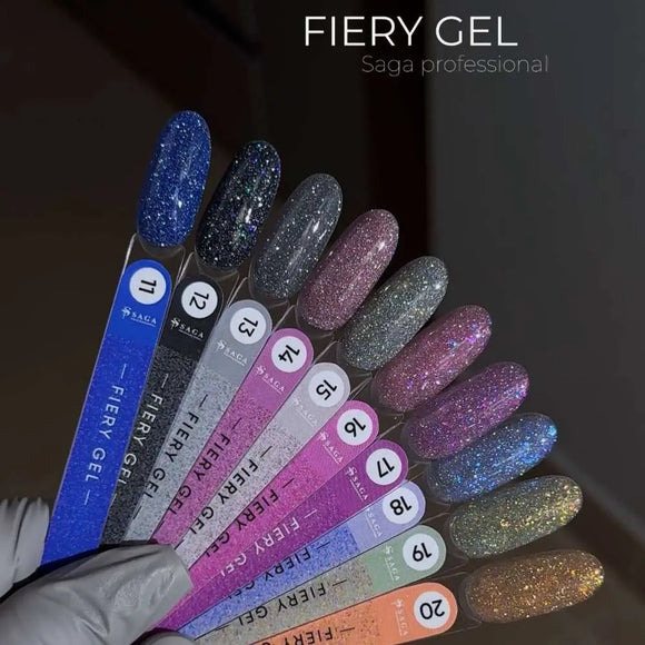 Saga Fiery Gel Polish №18 Silver with Blue foil 10ml