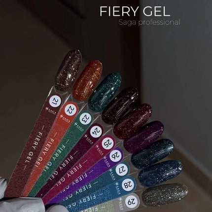 Saga Fiery Gel Polish №28 Γαλάζιο με φύλλο 10ml