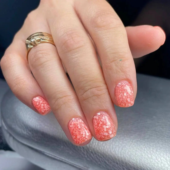 Saga Marmalade gel polish №02 soft orange with flakes 9ml