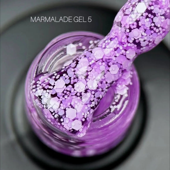 Saga Marmalade gel polish №05 orchid with flakes 9ml