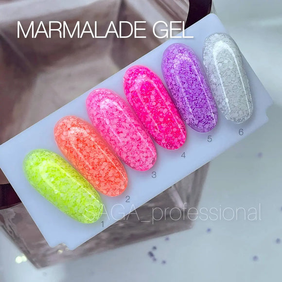 Saga Μανικιούρ τζελ μαρμελάδα №01 Chartreuse με νιφάδες 9ml