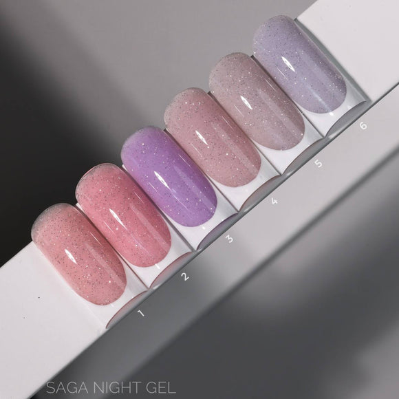 Saga Night Gel №1 Ανοιχτό ροζ με φωτεινές σπίθες 15ml