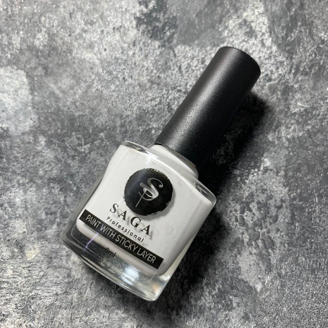Stamping Paint Λευκό με κολλώδη στρώση 8ml Saga Professional