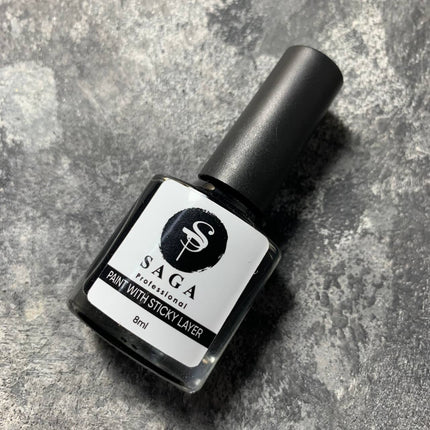 Stamping Paint Μαύρο με κολλώδη στρώση 8ml Saga Professional