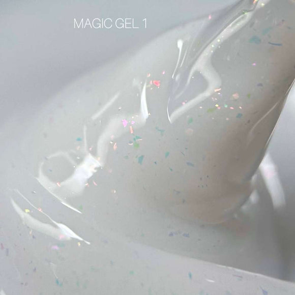 Saga Magic Gel №01 Milky με ολογραφικό φύλλο 15ml