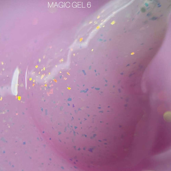 Saga Magic Gel №06 Cold ροζ με ολογραφική φολίδα 15ml