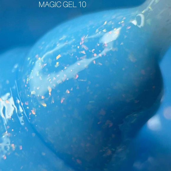 Saga Magic Gel №10 Ανοιχτό μπλε με ολογραφική φολίδα 15ml