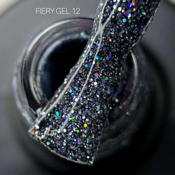 Saga Φλογερό Βερνίκι Νυχιών Gel №12 Ανθρακί με Holographic Glitter 10ml