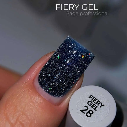 Saga Fiery Gel Polish №28 Γαλάζιο με φύλλο 10ml