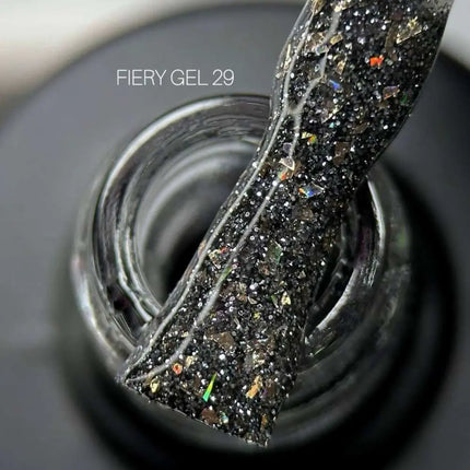 Saga Fiery Gel Polish №29 Dark Gray with foil 9ml