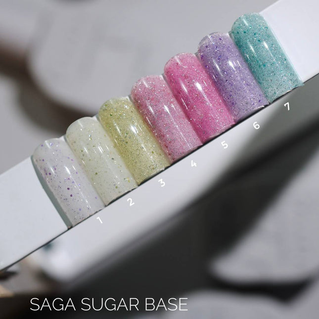 Saga Sugar Παλτό βάσης №7 Τιρκουάζ με χρωματιστή γκλίτερ 10ml