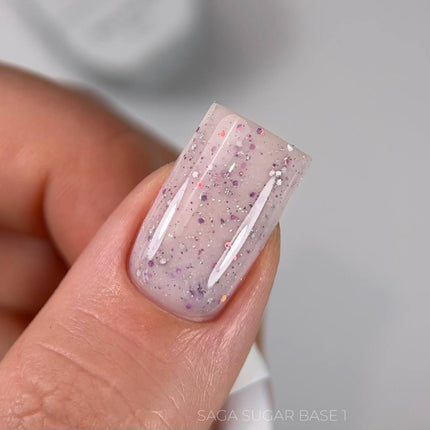 Saga Sugar Παλτό βάσης №1 Milky με χρωματιστή γκλίτερ 10ml
