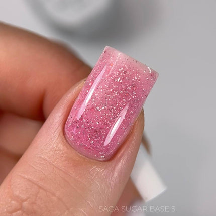 Saga Sugar Παλτό βάσης №5 Crimson με χρωματιστή γκλίτερ 10ml