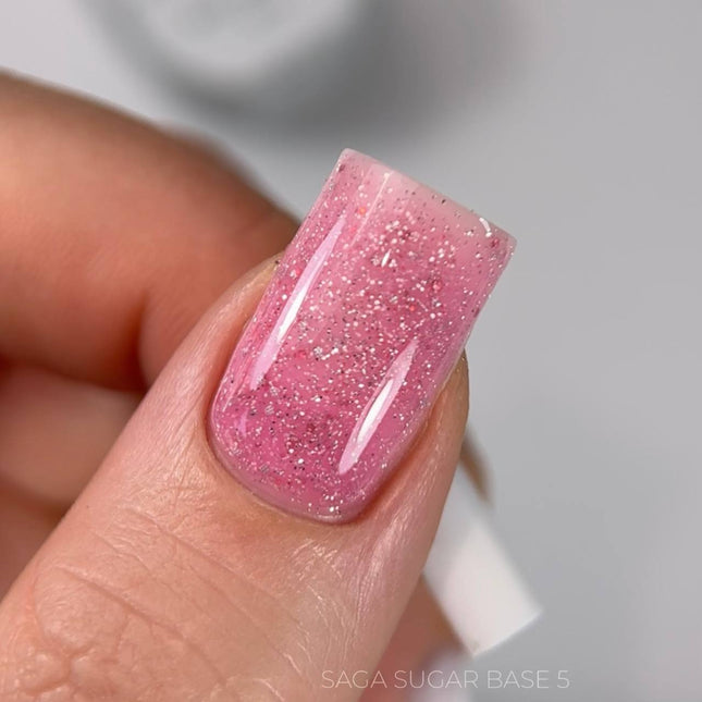 Saga Sugar Παλτό βάσης №5 Crimson με χρωματιστή γκλίτερ 10ml